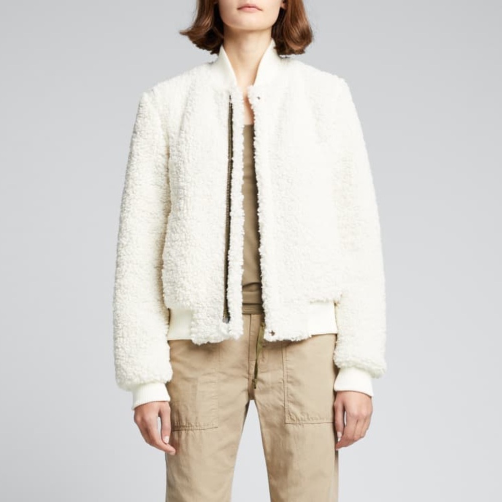 NSF CLOTHING Neil Sherpa Bomber Jacket in Ivory M